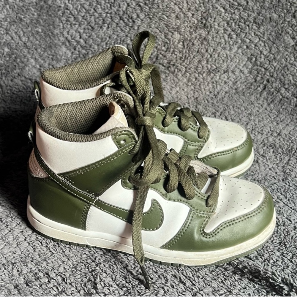 Nike Kids Olive Green and White High-Top Sneakers